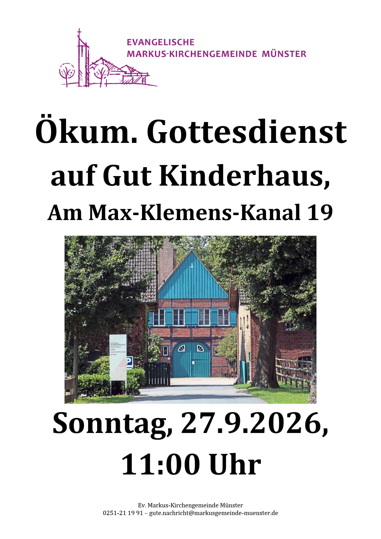 Ökum. Gottesdienst auf Gut Kinderhaus, Pfarrerin Barbara Stoll-Großhans und kath. Seelsorger:in