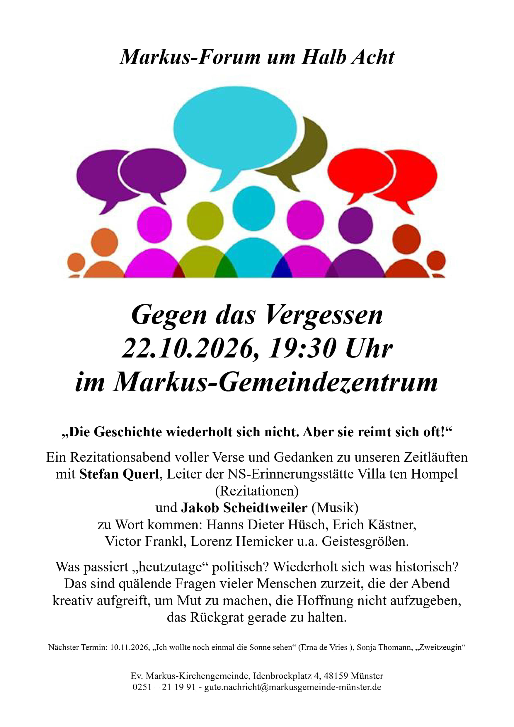 Gegen das Vergessen 22.10.2026